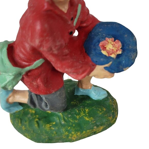 Christmas Nativity Beggar Kneeling Blind Man Hat 4" Paper Mache Hand Painted VTG - Picture 9 of 9